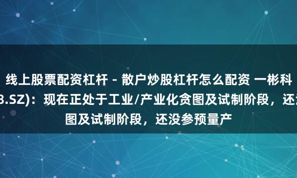 线上股票配资杠杆 - 散户炒股杠杆怎么配资 一彬科技(001278.SZ)：现在正处于工业/产业化贪图及试制阶段，还没参预量产