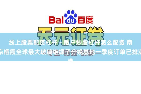 线上股票配资杠杆 - 散户炒股杠杆怎么配资 南京栖霞全球最大玻璃绝缘子分娩基地一季度订单已排满